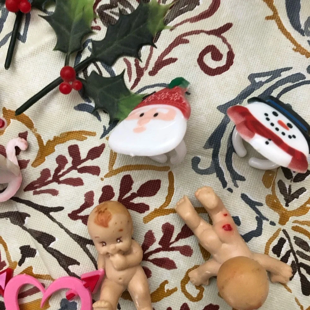 Assortment of Various Plastic Holiday Cake Toppers